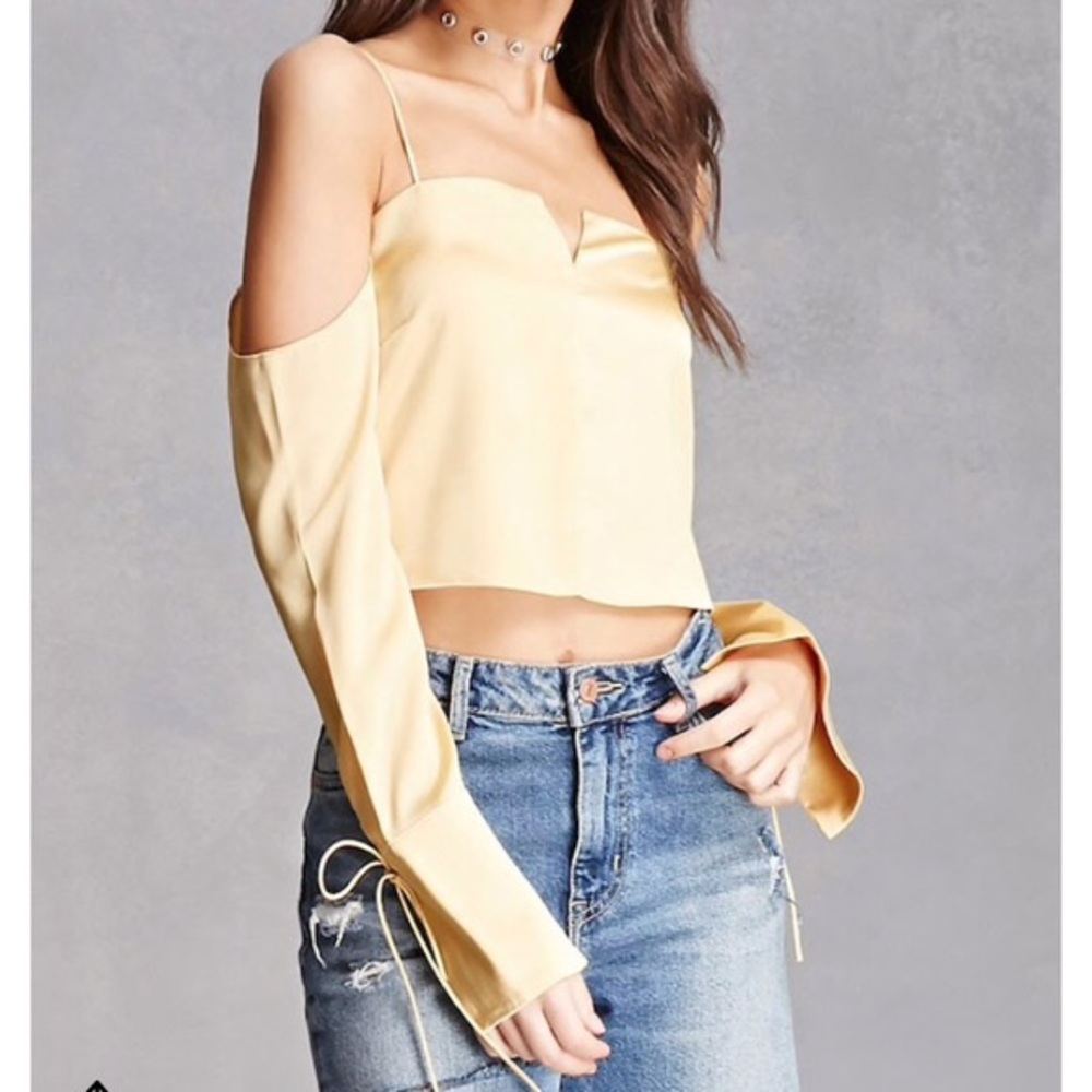 🌎PLANET BLUE🌎 yellow silk top
